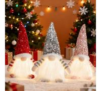 JOAASU 3PCS Light Up Gnome Christmas Decoration, Christmas Gonks With Light, Swedish Santa Gnome Decoration with Glitter Hat, Handmade Swedish Santa Gnomes, Gonk Elf for Holiday Indoor Decor