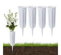 JOAASU 4 Pieces Grave Vases with Spikes, Cemetery Vase with Stake, Memorial Grave Flower Vases, Plastic, Flower Vase Grave Decorations for Cemetery Headstone Graveside and Plant Flower Holder (Grey)