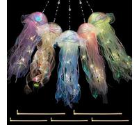 JOAASU 5 Pcs Jellyfish Light, Hanging Jellyfish Lamp, Creative Glowing Jellyfish Lamp LED Night Light, Mermaid Jellyfish Lanterns, Jellyfish Garden Light for Ocean Theme Party Yard Landscape (5)