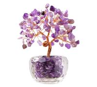 JOAASU Amethyst Crystal Tree Healing, Healing Crystal Tree with Glass Base, Crystals Trees of Life, Gemstone Money Trees for Positive Energy, Money, Good Luck Birthday Gifts for Women, Men