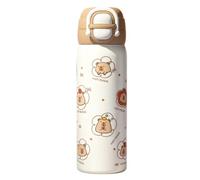 JOAASU Cute Capybara Water Bottle, 600ml/20oz Stainless Steel Water Bottle for Kids, Leak-Proof Vacuum Insulated Bottles with Capybara Pattern for Daily Use, School and Outdoor Activities
