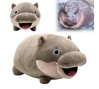 JOAASU Moo Deng Hippo Plush, Moo Deng Plush Toys, Stuffed Hippopotamus Soft Toy Gifts, 8.7'' Cute Pygmy Hippo Plushie Toy, Soft Hippo Stuffed Animal Pillow for Kids and Adults