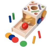 JOAASU Object Permanence Box, 5 in 1 Wooden Activity Cube with Gear, Ball Drop & Shape Sorting, Montessori Coin Box, Baby Montessori Toys for 1-3 Year Olds, Educational Toddler Toy for Boys Girls