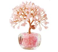 JOAASU Rose Quartz Crystal Tree, Crystal Tree of Life, Healing Crystals Trees, Gemstone Trees of Life for Positive Energy, Money, Good Luck Birthday Gifts for Women, Mom