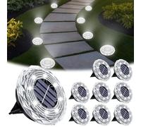 JOAASU Solar Ground Lights Outdoor Garden, 8 Pack Diamond Design 8 LED Disk Lights, Garden Light, IP65 Waterproof Auto On/Off Pathway Lighting for Lawn Patio Yard Walkway Landscape (Cool White)