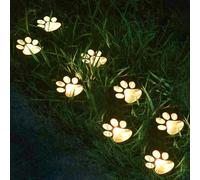 JOAASU Solar Paw Print Lights, 8 Pack Solar Powered Paw Print Lights Outdoor, Warm White LED Stake Lights Waterproof Pathway Light for Lawn, Patio, Walkway & Pet Lover Decor