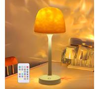JOAASU Spa-Like Shower Lamp, Waterproof Bathroom Lamp with 16 Colour Ocean Wave Projector, Rechargeable Table Lamps with Touch & Remote Control, Stepless Dimming Mood Light for Bathroom, Spa, Bedroom
