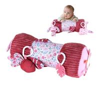 JOAASU Tummy Time Pillow, Pink Inflatable Tummy Time Roll with Integrated Rattle & Squeaker, Interactive Soft Baby Pillow, Interactive Soft Baby Tummy Time Pillow for Babies 0-24 Months