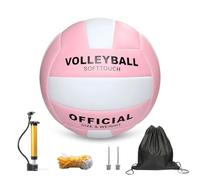 JOAASU Volleyball, Soft Touch Volleyballs Official Size 5, Pink & White Design with Pump & Carry Bag, Ideal for Women, Youth & Teens, Training & Game Use for Indoor, Outdoor & Beach Play Pool