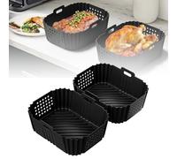 Joaecosmhui 2 Piece Accessories Air Fryer for Ninja, Reusable Silicone Baking Tray for Air Fryer, Silicone Trays for Double Stack XL Vertical Fryer 9.5L SL400EU