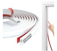 Joaercs Rubber Draft Excluder Door Seal, Draught Excluder for Windows,5m(L) x 10mm(W) x 6mm(T), Self-Adhesive Seal Strip for Doors Window Frame and Gaps - White