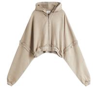 Joah Brown Women's Deconstructed Crop Zip Hoodie Sand