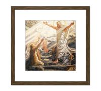 Joakim Skovgaard Christ In The Realm Of The Dead Cropped 8X8 Inch Square Wooden Framed Wall Art Print Picture with Mount Artery8 Brown One Size