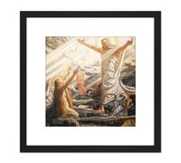 Joakim Skovgaard Christ In The Realm Of The Dead Cropped 8X8 Inch Square Wooden Framed Wall Art Print Picture with Mount Artery8 Black One Size