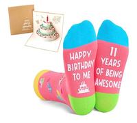 Joalpysm 11 Year Old Girl Gifts for Birthday Funny Socks and 3D Happy Birthday Card Happy Birthdays to Me 11 Years of Being Awesome Novelty Socks Gifts for Girls Boys
