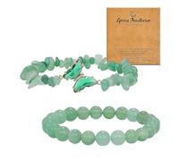 Joalpysm 2 Pairs of Crystal Bracelet Irregular Beaded Bracelets and Rounded Healing Crystal Beaded Bracelets for Women Natural Gemstone Stretch Ladies Bracelets Green Jade Bracelet