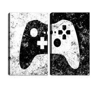Joalpysm 2-Piece Black and White Wall Art with Gaming Controller Design, Modern Gaming Room Accessories with Canvas Material, Cool Gaming Wallpaper for Bedroom and Office Decor