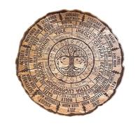 Joalpysm 20 cm x 20 cm Retro Celtic Tree of Life Wood Sign, Sabbats Pagan Witch Sign, Annual Wheel of Tree Plaque