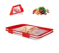Joalpysm 2PCS Stretch Fresh Storage Trays for Fridge, Vacuum Fresh Storage Tray with Elastic Lid Freezer, Freezer Storage Boxes for Vegetable Fruit Meat Fish, 11.81×9.06in