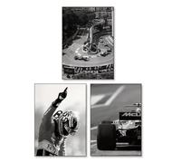 Joalpysm 3PCS F1 Racing Poster Set, Classic Black & White Wall Art Collection, 30x40cm Large Canvas Prints of Supercars, Track & Driver for Modern Home & Office Decor Man Cave