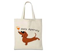 Joalpysm Aperol Dachshund Gifts Jute Bag, Funny Dachshund Bag with Holy Aperoly Saying, Canvas Fabric Bag for Everyday, Shopping, Aperol Spritz Gift for Dachshund Lovers and Cocktail Fans