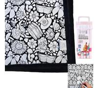 Joalpysm Colouring Blanket for Adults, DIY Colouring Blanket with 24 Markers Home Craft Project, Velvet Highland Cow Design for Bedroom Decor, Creative Stress-Relief Gift for Teens & Adults