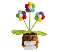 Joalpysm Crochet Flowers, Handmade Knitted Flowers with Encouragement Card, Colorful Crochet Puff Flower, Emotional Support Plant Gift for Home Office Desktop Car Decoration