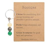 Joalpysm Crystal Keychain Success Gift Lucky Charm Crystal Gifts with Card Positive Gifts Crystal Keyring Inspirational Gifts for Women Men Citrine Pyrite Green Aventurine
