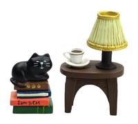 Joalpysm Cute Mini Cat Figurine Cat Resting on Books Cat Toys, Resin Cat Statue for Office, Home Decoration Perfect Cute Cat Gift for Cat Lovers, Cat Ornament for Home Decor Desk Decor and Cat Lovers