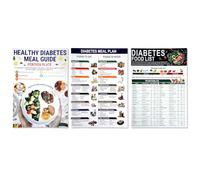 Joalpysm Diabetic Food List Cheat Sheet, 6 Sheet Diabetic Food Chart for Nutrition that Supports Blood Sugar Control and Diabetes Management, Laminated Kitchen Reference Guide with 100+ Meal Ideas