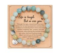 Joalpysm Life is Tough But So are You Gifts with Card, Natural Healing Stone Bracelets for Womens, Inspiring Strength Anxiety Bracelet for Friends Sister Girls