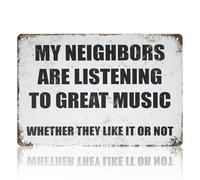 Joalpysm Metal Sign - My Neighbors Are Listening to Great Music, 7.87x11.81 inches, Aluminum, Music, Wall Mount, Retro