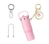 Joalpysm Mini Cup Keychain for Stanley IceFlow Tumbler - Lip Balm Holder, Chapstick Holder Keychain with Lobster Clasp and Butterfly Charm Keyring Clip, Personalized Gift Set