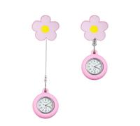 Joalpysm Retractable Nurse Watch, Hanging Nurses Fob Watchs with Cute Flower Design and Silicone Cover, Luminous Nurse Watch with Convenient Clip for Doctors, Paramedics