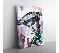 Joan Collins In Abstract Modern Art Canvas Wall Art Print Ready to Hang, Framed Picture for Living Room Bedroom Home Office Décor, 60x40 cm (24x16 Inch)