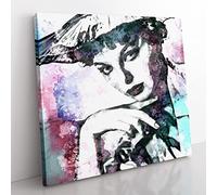 Joan Collins in Abstract Modern Canvas Wall Art Print Ready to Hang, Framed Picture for Living Room Bedroom Home Office Décor, 35x35 cm (14x14 Inch)