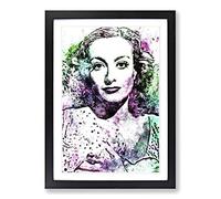 Joan Crawford in Abstract Framed Print | A2 Black Framed Wall Art | Ready to Hang | Abstract Fantasy Picture | Living Room Bedroom Lounge Office