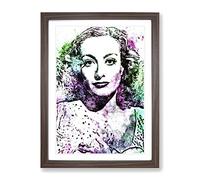 Joan Crawford In Abstract Modern Art Framed Print | A4 Walnut Framed Wall Art | Ready to Hang | Abstract Fantasy Picture | Living Room Bedroom Lounge Office