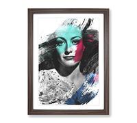 Joan Crawford V2 Modern Framed Print | A2 Walnut Framed Wall Art | Ready to Hang | Modern Nature Picture | Living Room Bedroom Lounge Office