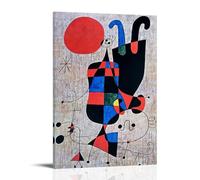 Joan Miro Famous Painters' Works（Figures And Dog in Front of The Sun）Printing Posters Wall Art Scroll Canvas Painting Picture Living Room Decor Home 12x18inch(30x45cm)