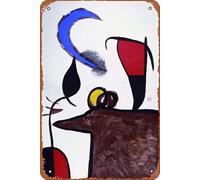 Joan Miró - Femme-oiseau-dans-la-nuit-Mujeres-pjaro-en-la-noche Metal Tin Signs Room Stuff Wall Decor Sign 8x12 Inch