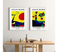 Joan Miro Poster Abstract Exhibition Wall Art Canvas Painting Nordic Prints Peacock Feathers Wall Pictures for Home Home 60x90cmx2Pcs Frameless