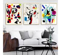 Joan Miro Poster Modern Surrealism Canvas Painting Abstract Exhibition Art Prints Wall Art Picture for Room Home Decor 60x90cm-3Pcs Frameless