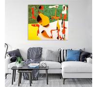 Joan Miro Print on Canvas Figures in Front of a MetamorphosisPoster Reproduction Surrealism Wall Art Pictures for Living Room Bedroom Gift Wall Decor95x80cm(37x31in) Framed