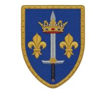 Joan of Arc Heraldic Patch Embroidered Coat of Arms with Sword Crown & Fleur de Lis, Saint Joan Badge, Medieval French Warrior Emblem Shield