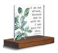 Joan of Arc Quote Plaque I am not Afraid Because God is with Me Clear Desk Decorative Sign, Scripture Home Nursery Church Office Decor Spiritual Christian Gifts for Women Family Friend EDC87