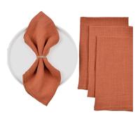 Joanlody Handmade Cloth Napkins Easter Spring Rustic Cotton Linen Napkins 16.5x16.5 Inches Washable Dinner Napkins for Baby Shower Wedding Party Set of 10 Terracotta