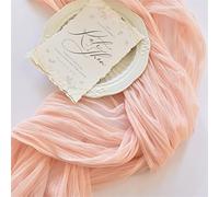 Joanlody Peach Cheesecloth Table Runner Christmas10Ft Rustic Gauze Boho Cheese Cloth Table Runner for Wedding Bridal Baby Shower Decoration