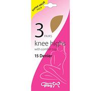 Joanna Gray 15 Denier Knee Highs with Comfort Top (3 Pairs) (Natural)