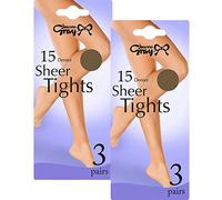 Joanna Grey Women's X-Large Everyday Essentials 15 Denier Panel Gusset Tights (6 Pair Multi Pack) (Mink)